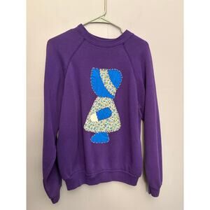 Vintage handmade Sunbonnet Sue applique sweatshirt crew neck Large purple